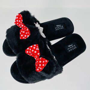 Disney Minnie Mouse Furry House Slippers NWT